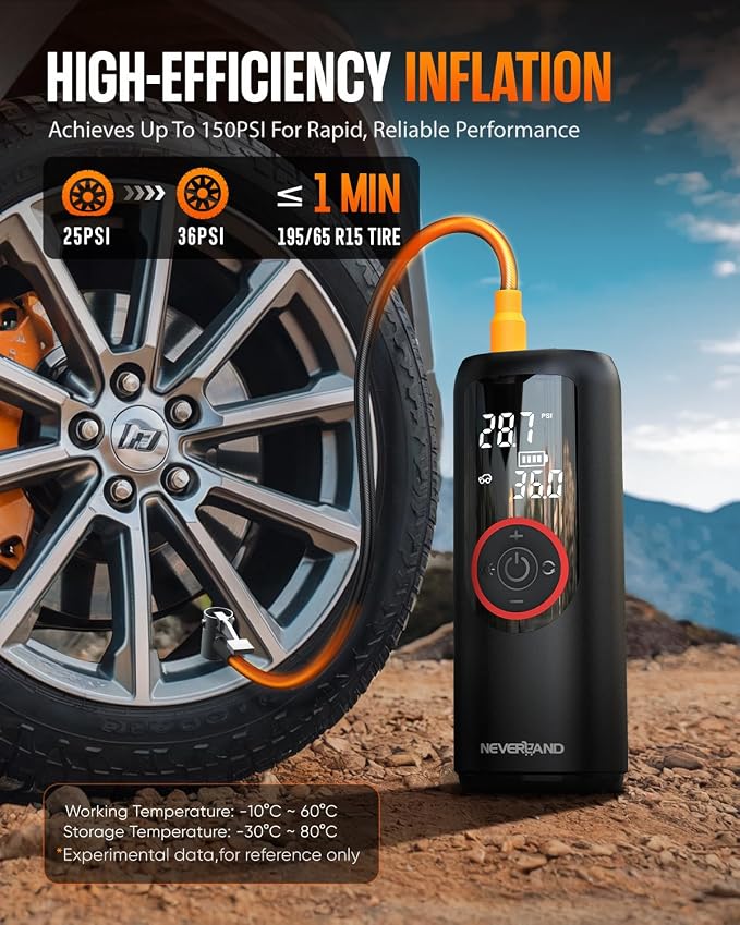 NEVERLAND Tire Inflator Portable Air Compressor - Image 3