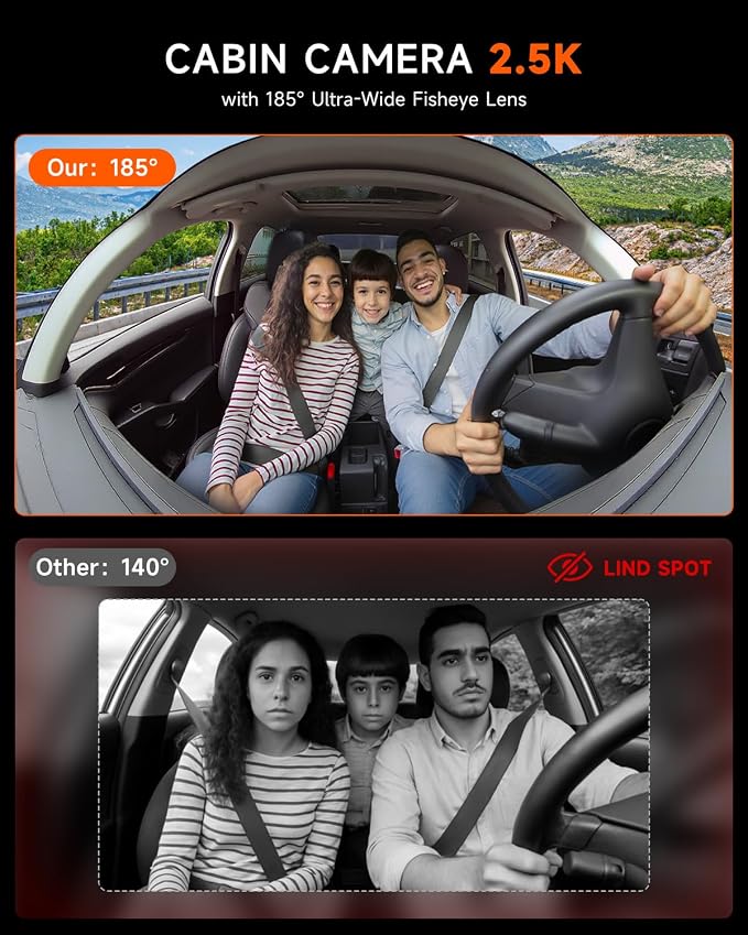 4K Dash Cam Front and Inside, 360 Camera - Image 2