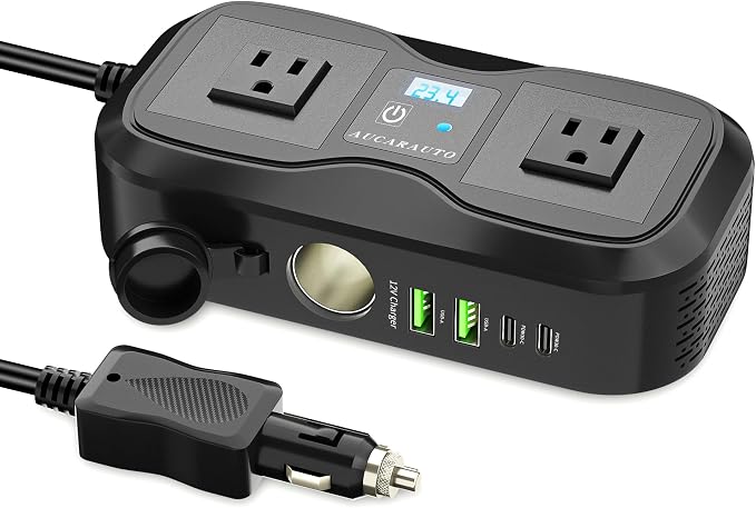7 in 1 Car Power Inverter, 200W DC 12V to 110V AC Car Inverter by AUCARAUTO