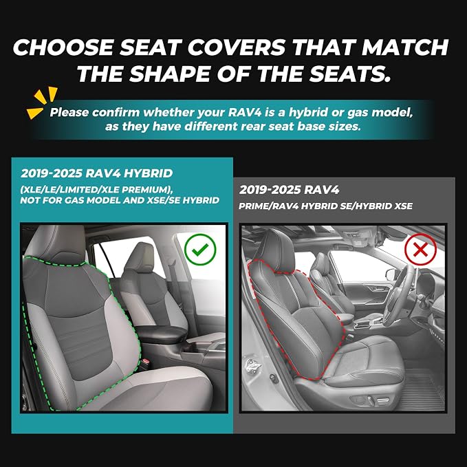 for Toyota RAV4 Seat Covers 2019 2020 2021 2022 2023 2024 2025 RAV 4 Prime & - Image 2
