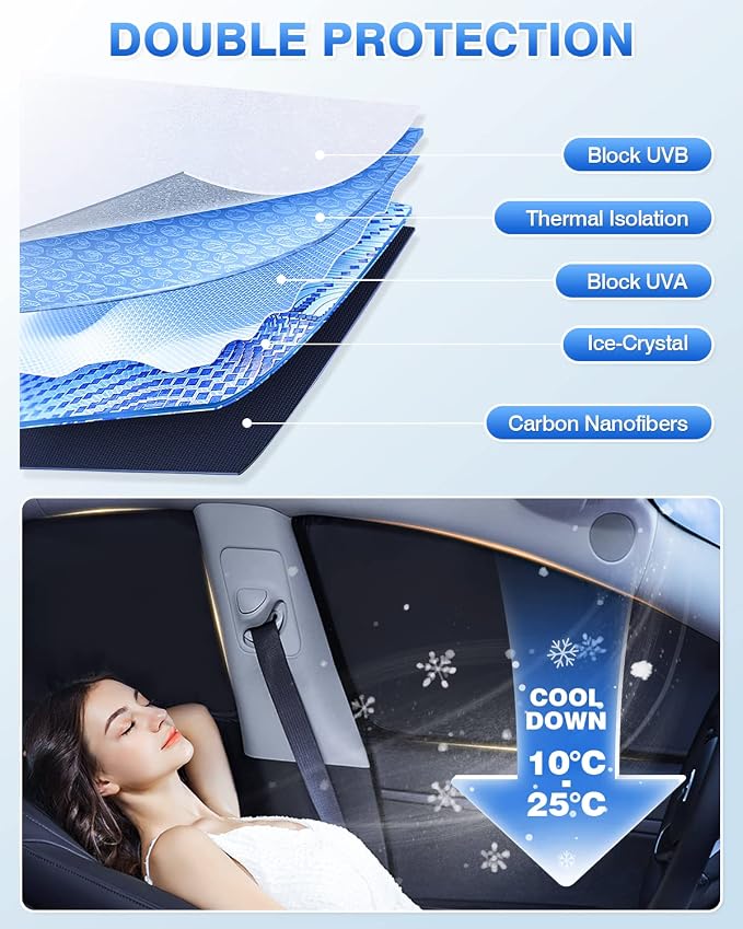 Sunshade for 2021-2025 2026 Acura MDX Accessories Windshield Sun Shade Side - Image 4