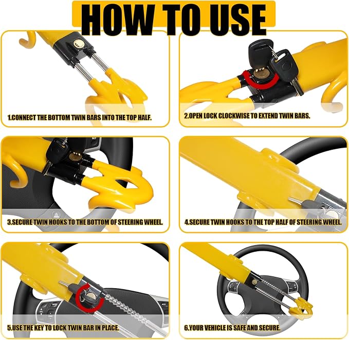 Steering Wheel Lock, Car Steering Wheel Lock Anti-Theft Device, Great Deterrent - Image 7