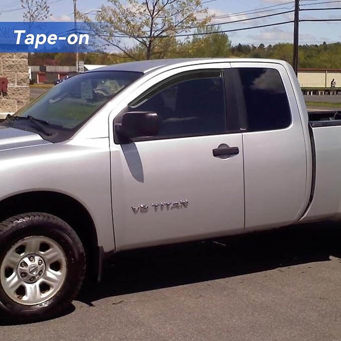 Window Visors Rain Guards for 2004-2015 Nissan Titan King Cab, Out-Channel - Image 4
