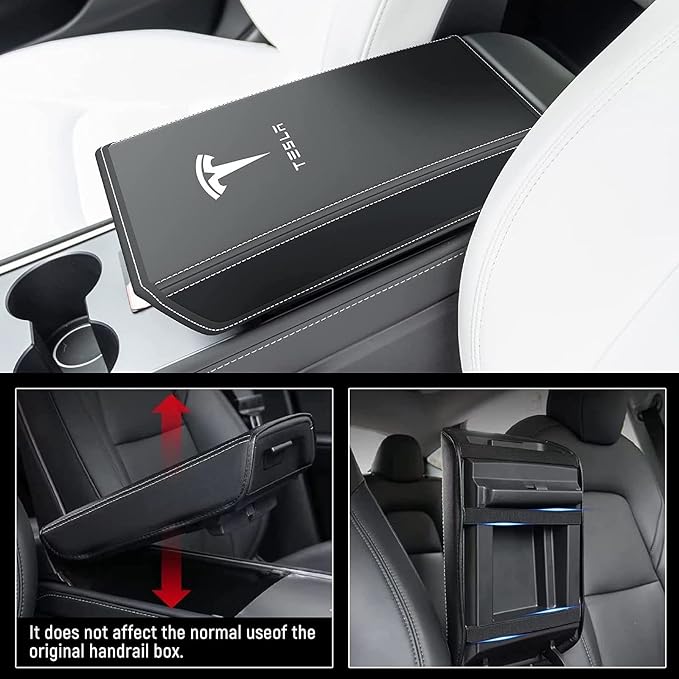 Car Armrest Cover for Tesla Model 3 Y Leather Center Console Armrest Box Cover - Image 5