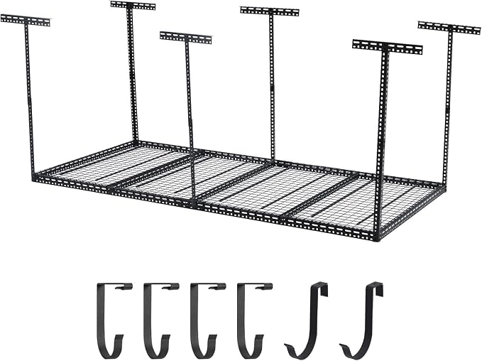 Overhead Garage Storage Rack 4x8 FT, Steel Ceiling Shelves 660lb Capacity by JustSmart