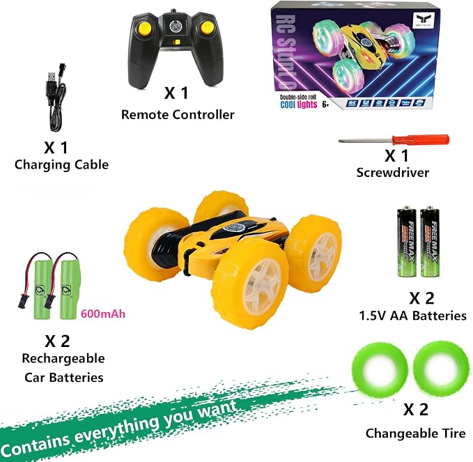 FREE TO FLY Remote Control Car for Boys 6-12: Kids Rc Stunt Car 2.4GHz Fast - Image 7