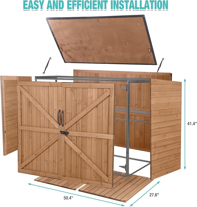 Outdoor Storage Cabinet, Wooden Garden Shed - Image 6
