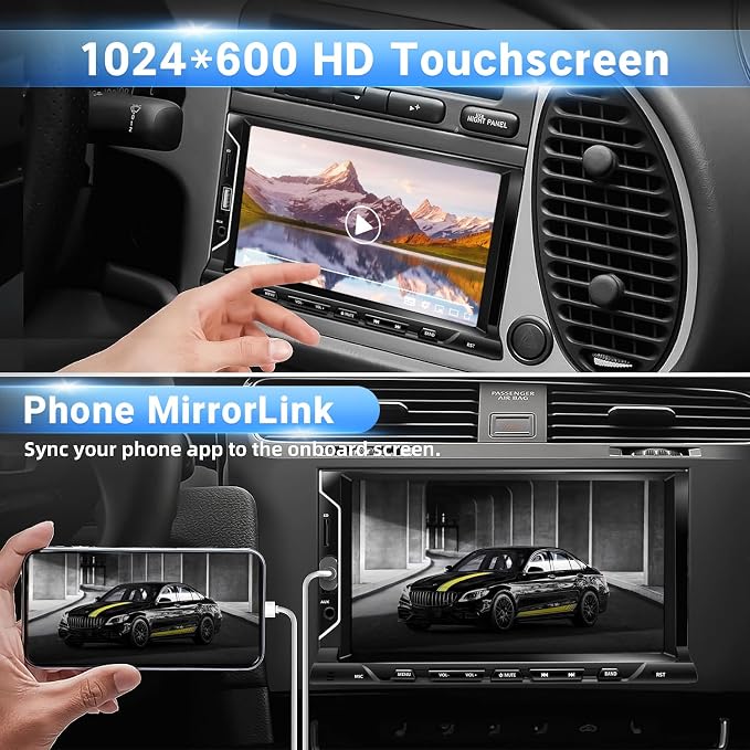 7 Inch Double Din Car Stereo Support Apple CarPlay Android Auto Mirror Link - Image 3