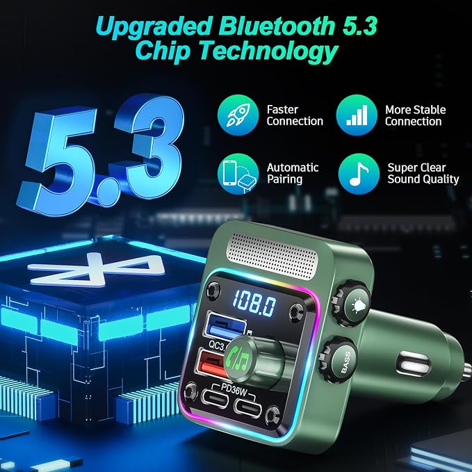 Bluetooth 5.3 FM Transmitter Car Adapter - Image 2