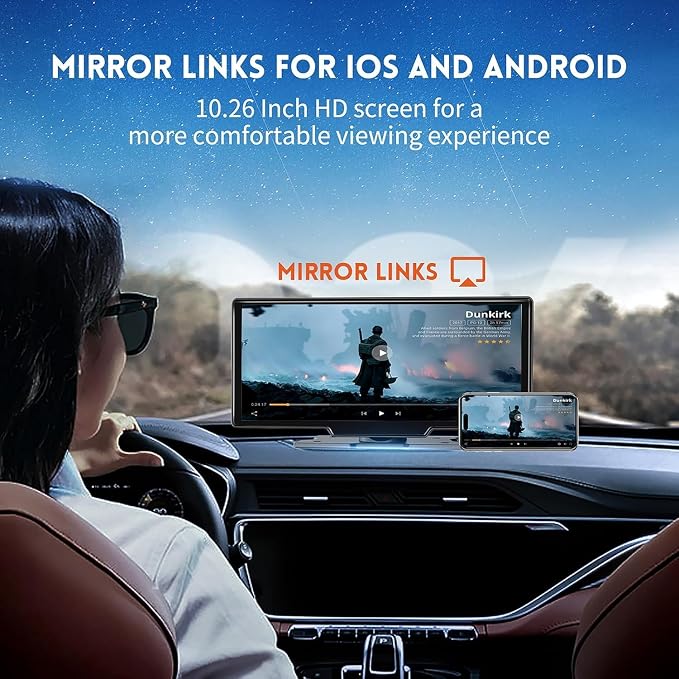 10.26" Wireless Carplay Screen, Portable Car Play & Android Auto Screen - Image 3