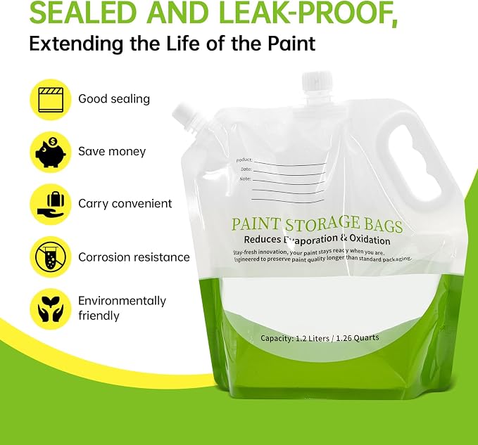 4 Pcs Paint Storage Pack Bags, 1.2L Reusable Paint Saver Bags - Image 2