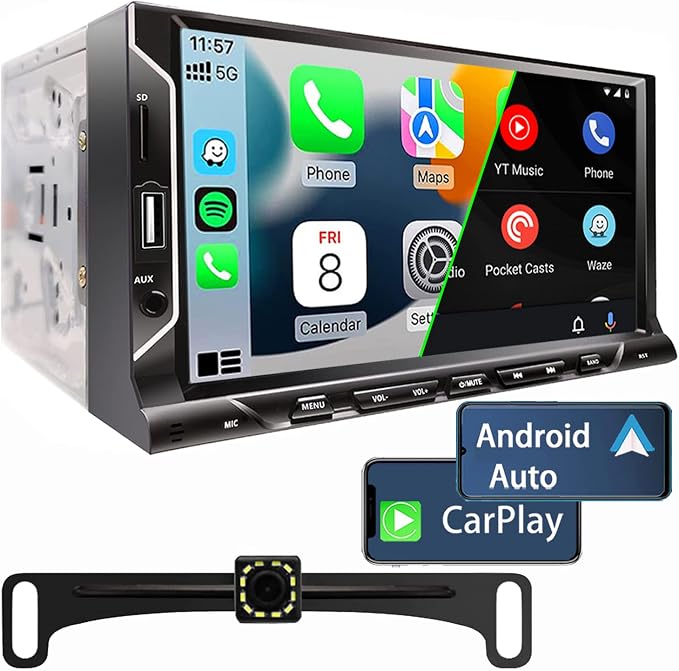 7 Inch Double Din Car Stereo Support Apple CarPlay Android Auto Mirror Link by Leadfan