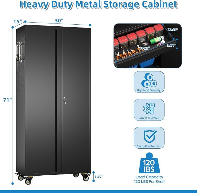 71" H Metal Garage Storage Cabinet - Image 3