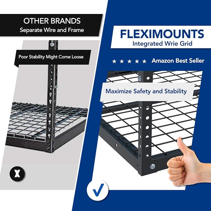 FLEXIMOUNTS 2 Pack 3x6 Overhead Garage Storage Adjustable Ceiling Rack 72" - Image 3