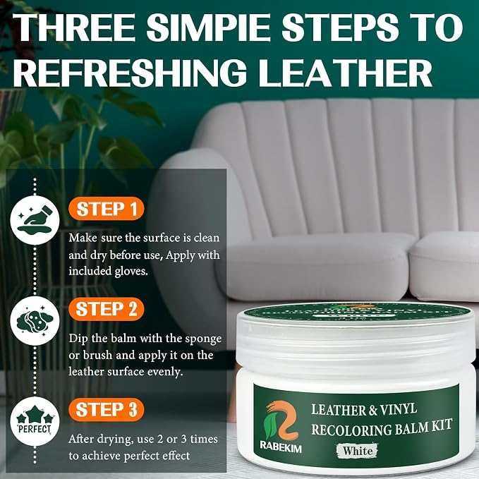 White Leather Repair Kit, Leather Recoloring Balm – Restore & Repair Faded - Image 6