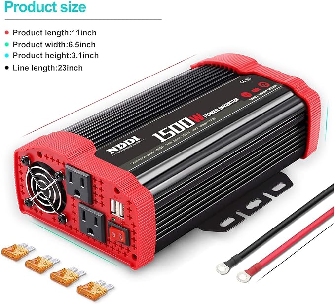 1500W Car Power Inverter 12V DC to 110V AC Car Converter Charger Adapter - Image 8