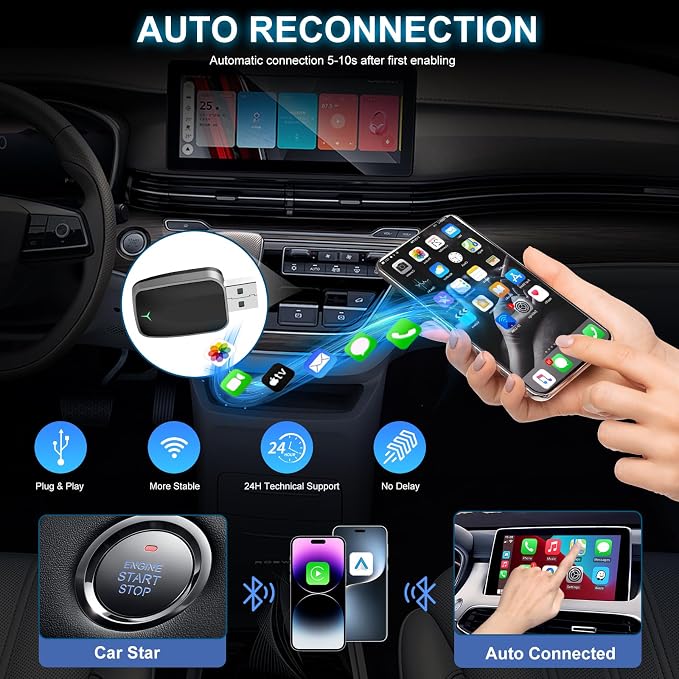 Mini Wireless CarPlay & Android Auto Adapter – Plug & Play Dongle, Convert - Image 5