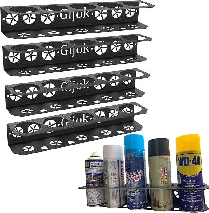 4 Pack Five Cans Wall-Mounted Steel Aerosol Spray Can Holder, Steel Wall Mount by Gijok