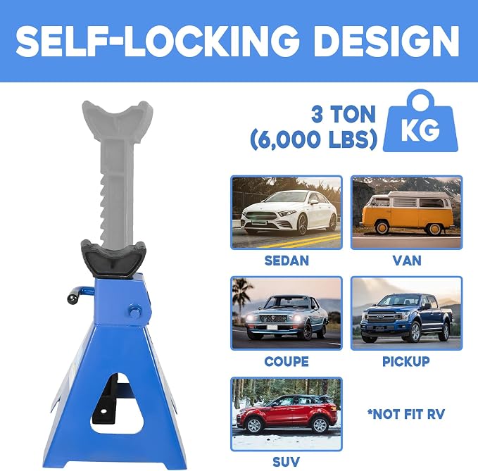3 Ton Automotive Jack Stands, Heavy Duty Steel Car Lifting Stand - Image 6
