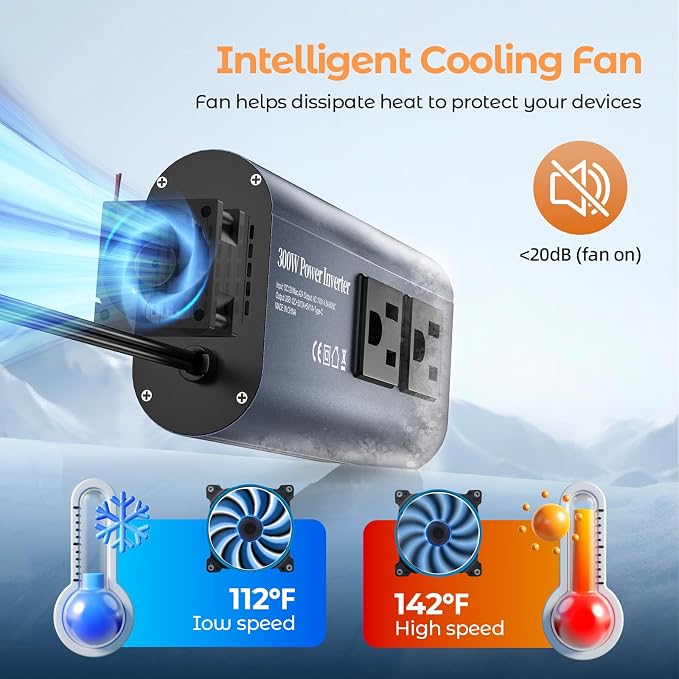 300W Car Power Inverter, DC 12V to 110V AC Car Plug Adapter Outlet - Image 7