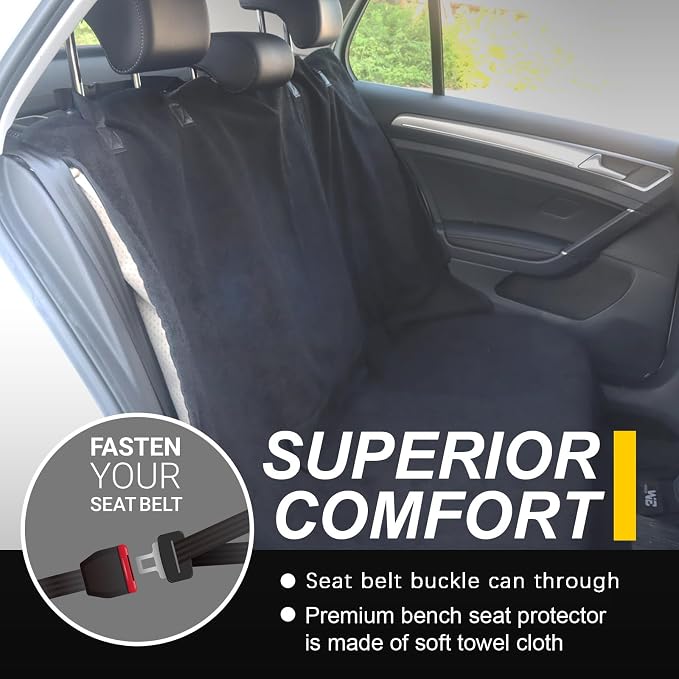 Back Seat Cover for Car Trucks Van SUV, Waterproof Rear Bench Towel Seat Covers - Image 4