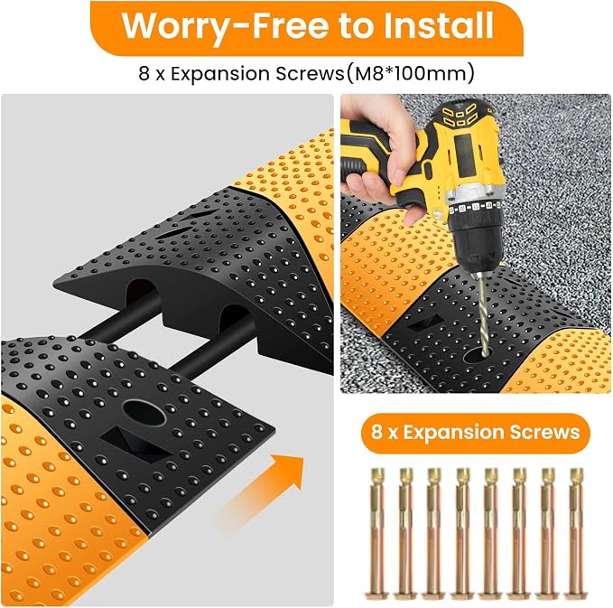 Rubber Speed Bumps for Road, 78.7'' Total Long, 66000 LBS Load Capacity - Image 5