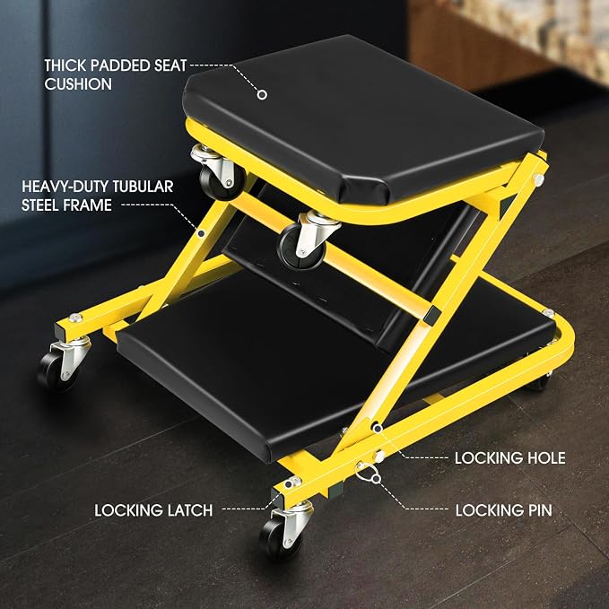 DNA MOTORING 36 Inches 2 IN 1 Rolling Folding Car Creeper/Seat, 150kg Weight - Image 2