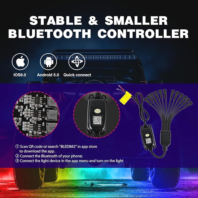 Nilight RGB LED Rock Lights Kit 12 Pods Underglow Multicolor Neon Pod - Image 3
