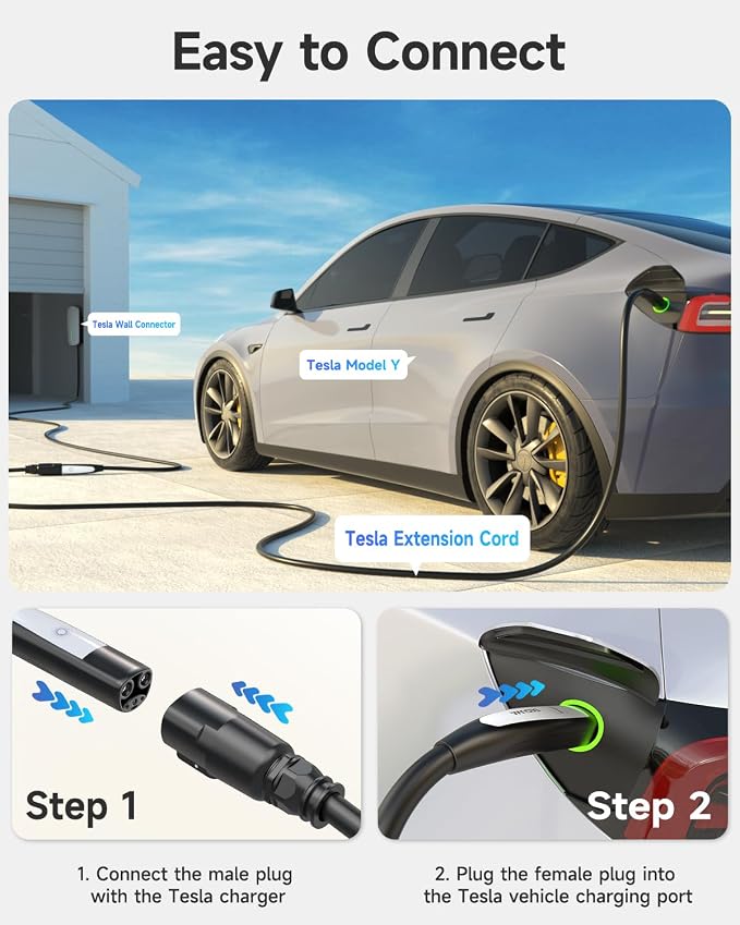 32A EV Charger Extension Cord for Tesla Charger, 21ft EV Extension Cable for - Image 6