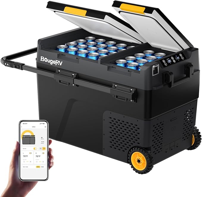 BougeRV 12 Volt Car Refrigerator, CRD2 52 Quart Portable Fridge Freezer by BougeRV