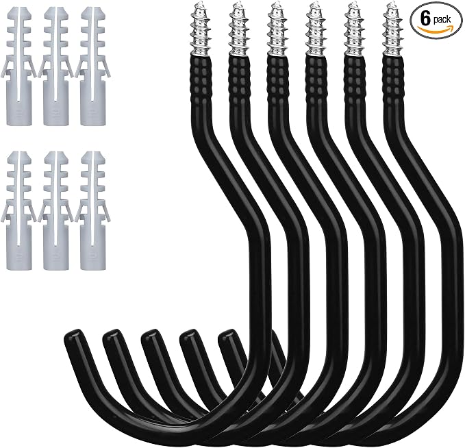 HORUSDY 6 Pack Heavy Duty 6 inches, Capacity 100 LBS, Wall and Bike Hooks by HORUSDY