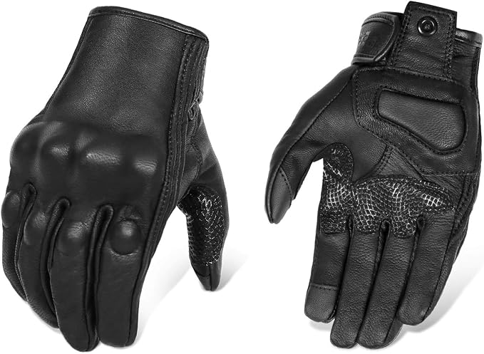 Updated Men's and Womens Black Motorcycle Gloves Armored Knuckle Protector by KAIWENDE
