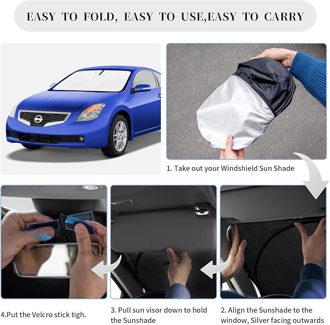 Sun Shade Sunshade for Nissan Altima Windshield Cover, 4-Layer Front Window - Image 6