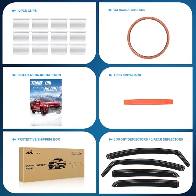 Nilight Vent Window Visors for Ford Fusion 2013 2014 2015 2016 2017 2018 2019 - Image 6