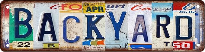 BACKYARD Vintage Metal Tin Street Sign Bar Cafe Garage Cave Home Room Wall by Unknown
