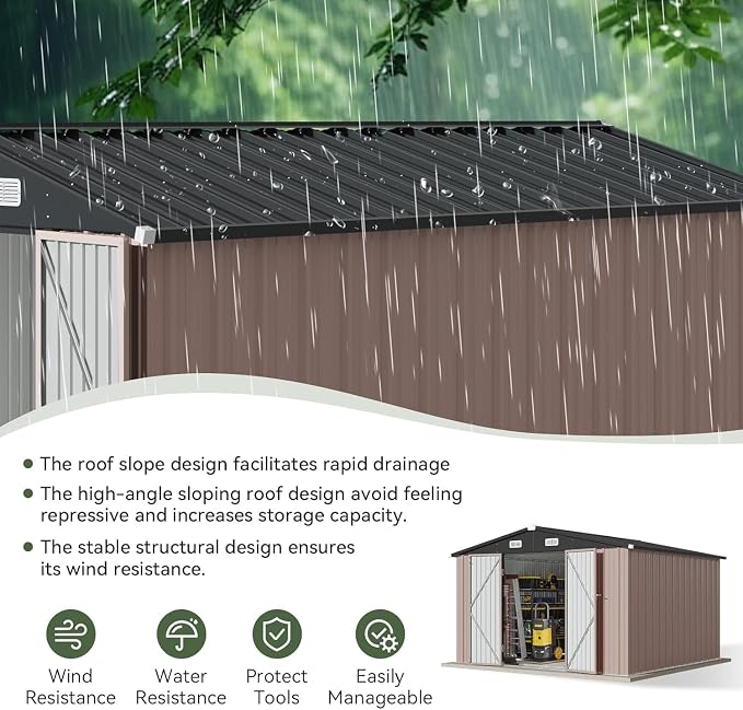 Aoxun 10x10 FT Shed Outdoor Storage Shed - Image 6