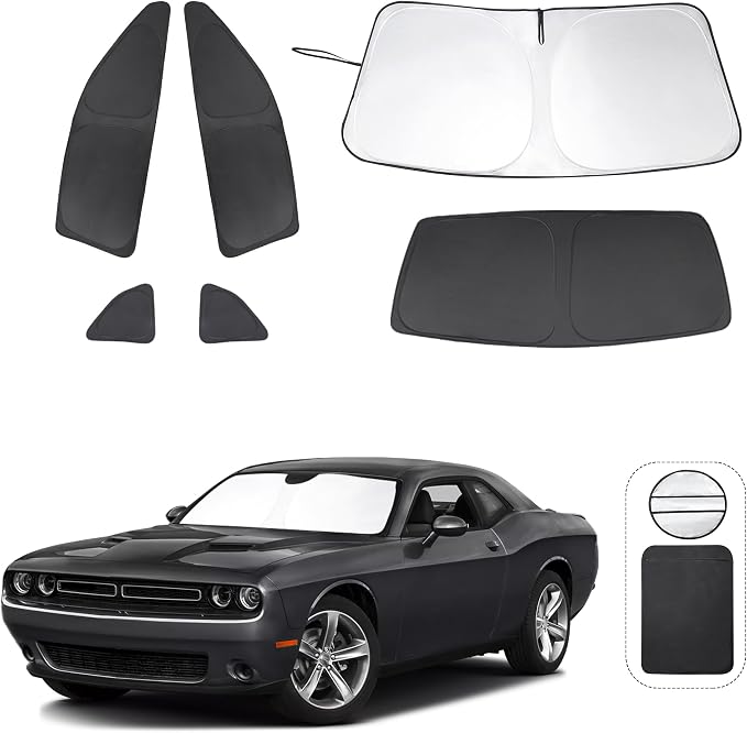 TINGLU Window Shades for Dodge Challenger 2015-2023 Accessories Car Side Full by TINGLU