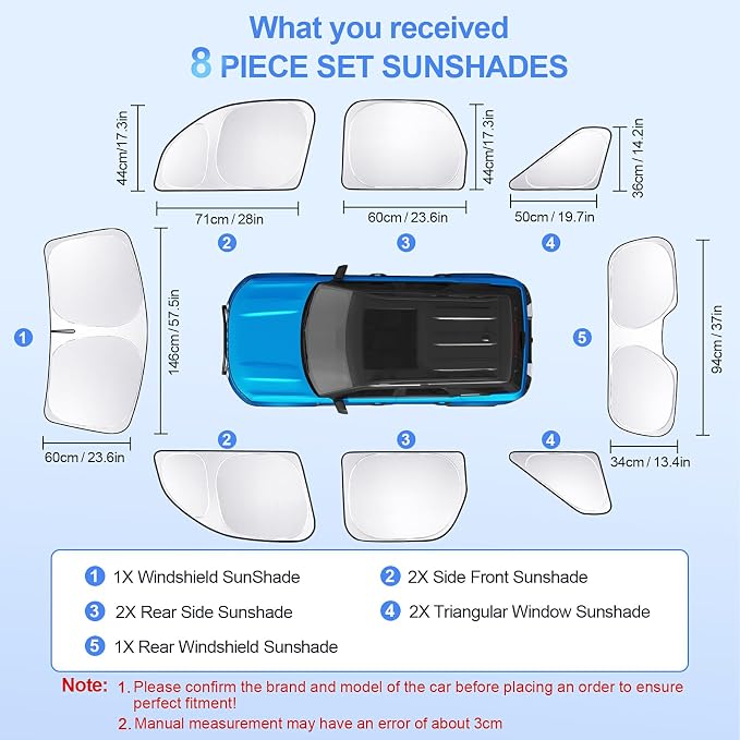 8pcs Car Window Shades for Ford Bronco Sport 2021-2024 2025 Accessories - Image 7