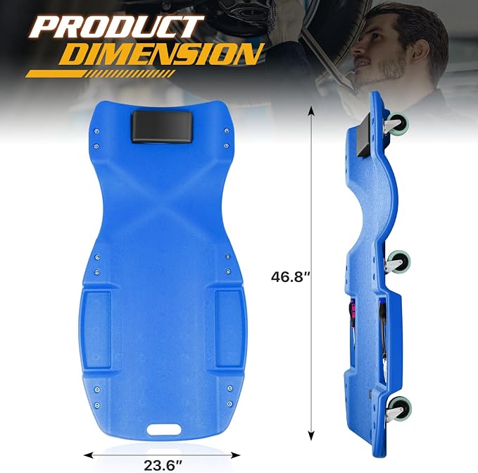 Magshion Mechanic Creeper with Padded Headrest & Tool Trays – 440 lbs Capacity - Image 3