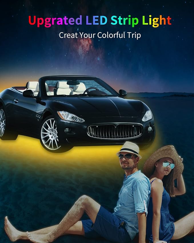 Amber Led Strip Light, 12V Car Led Lights Interior IP68 Waterproof Cuttable - Image 2