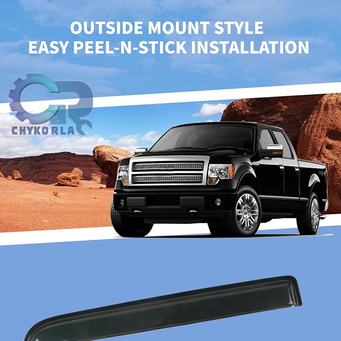 Rain Guards Window Visors Fit for 2009-2014 Ford F150 SuperCrew Cab Truck - Image 8