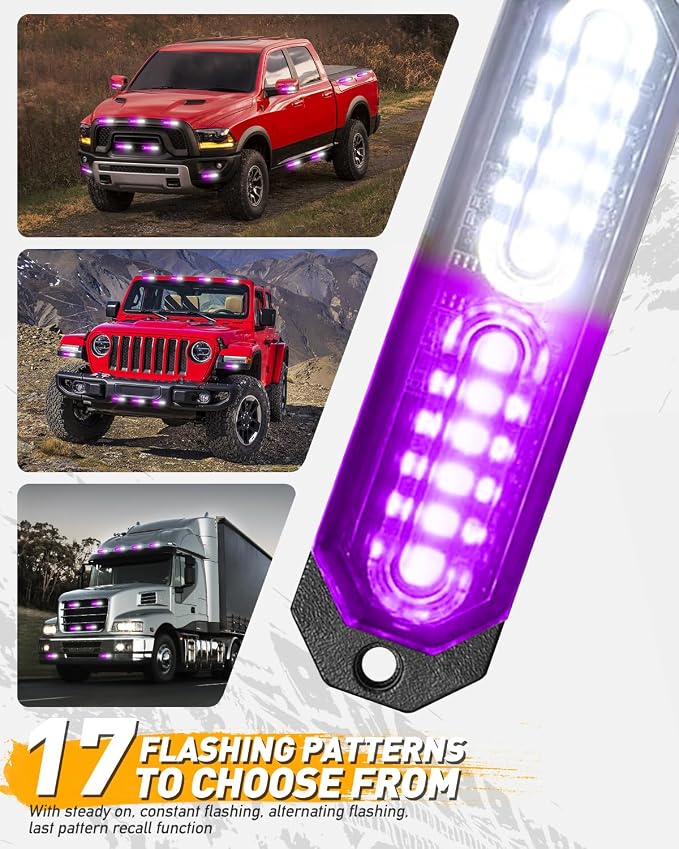 HLauto 1200T Emergency Strobe Grille Lights: 8pcs 12 LED Sync Feature Safety - Image 5