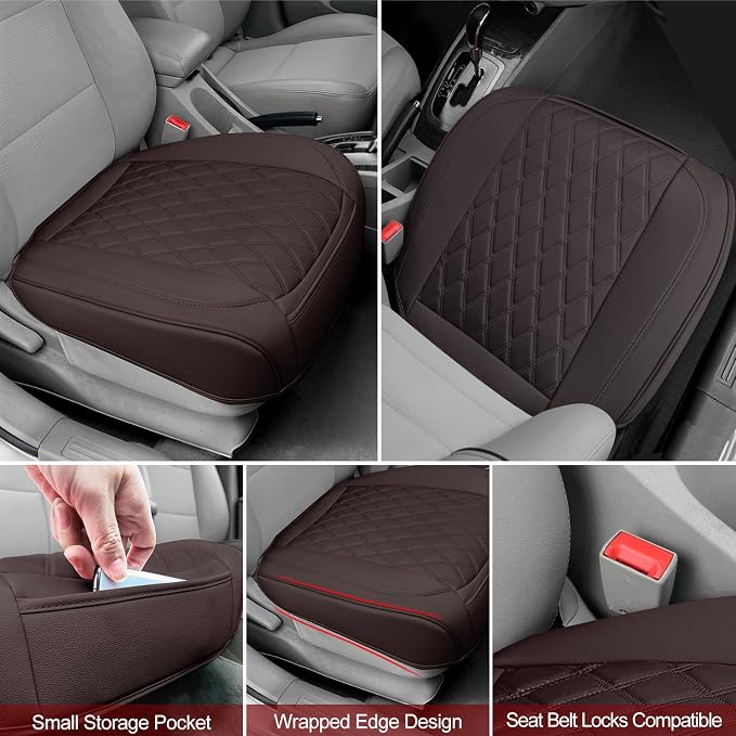 1 Pack Leather Front Car Seat Cover Bottom Car Seat, Anti-Slip and Full Wrap - Image 4