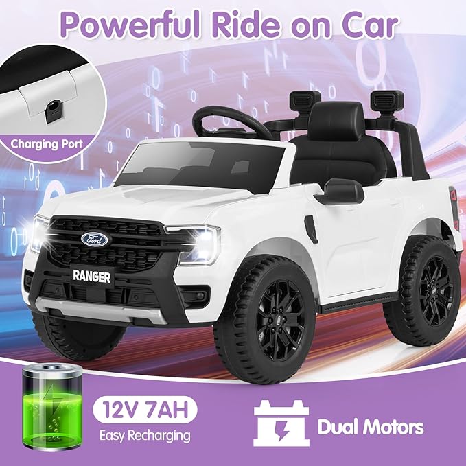 HONEY JOY Ride On Car, 12V Licensed Ford Ranger Electric Vehicle - Image 7
