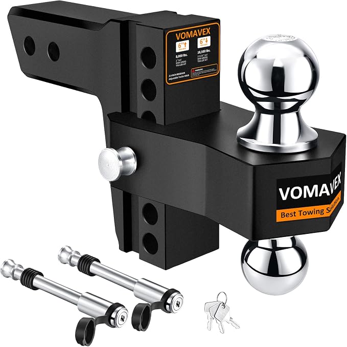 Adjustable Trailer Hitch-Drop Hitch Fits 2.5-Inch Receiver -6" Drop/Rise Tow by VOMAVEX