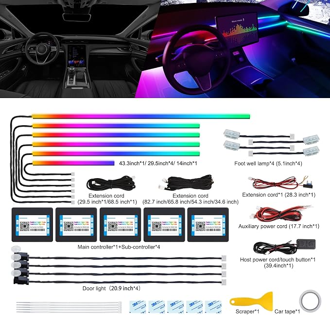 Dreamcolor Acrylic Interior Car LED Strip Light - Image 2