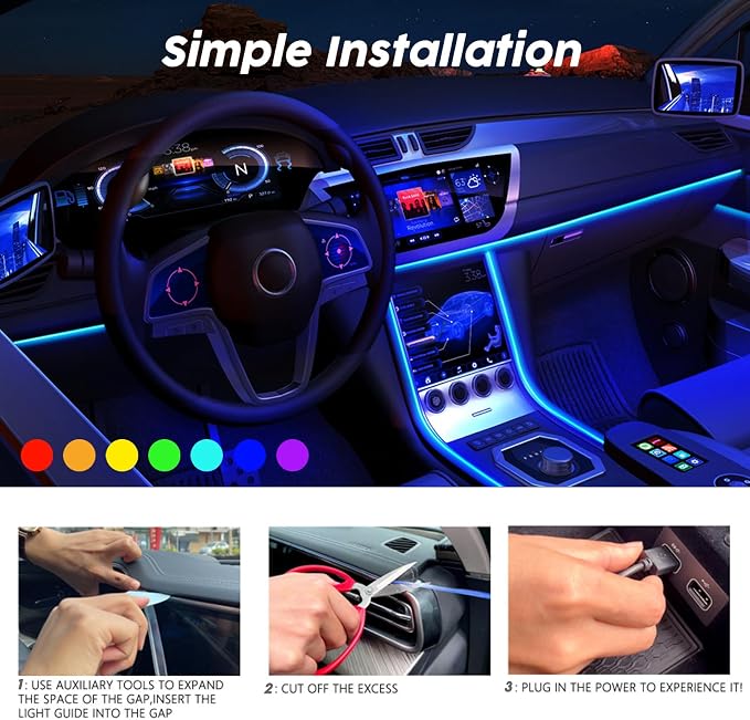 USB Car LED Lights, Interior Car Lights Strip - Image 5