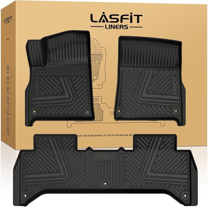LASFIT Floor Mats for Rivian R1T 2024 2023 2022, All Weather Floor Liner TPE by LASFIT