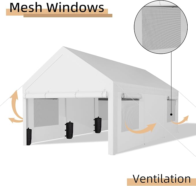 JY QAQA Carport, 12x20 FT Heavy Duty Carport - Image 6