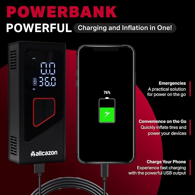 Tire inflator Portable Air Compressor, 150PSI Portable inflator - Image 5